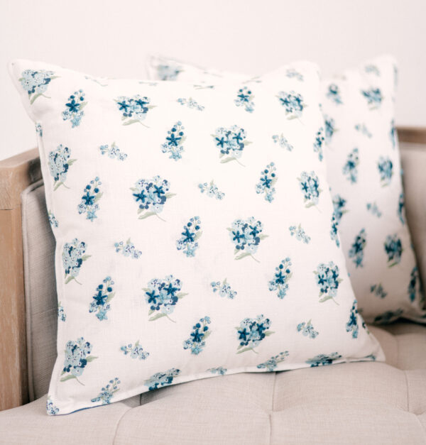 White with Blue Flowers Pillows