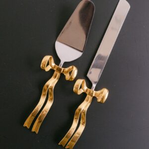 Gold Bow Cake Cutting Set